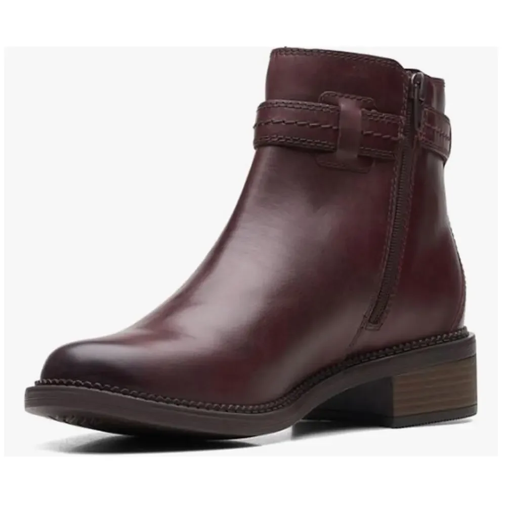 Clarks Maye Ease Leather Boots 6 NWT Dark Brown Ankle Bootie Zip Western Comfort